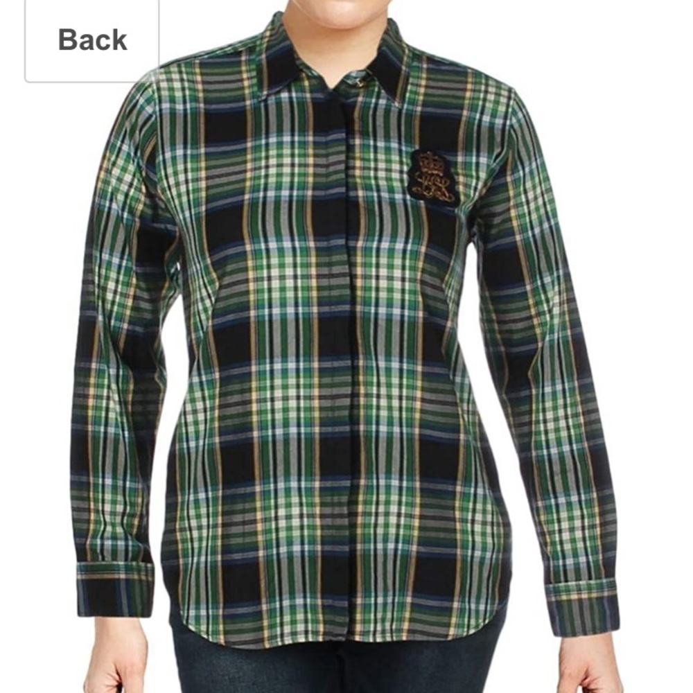 Ralph Lauren Womens Crested Crest Patch Plaid